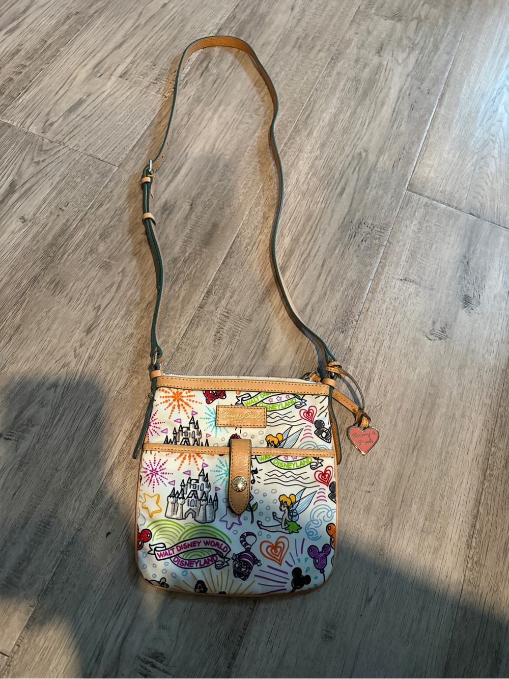 Dooney & Bourke Multicolor Disney Sketch Crossbody with Tan Trim